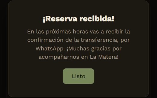 Cartel de reserva recibida